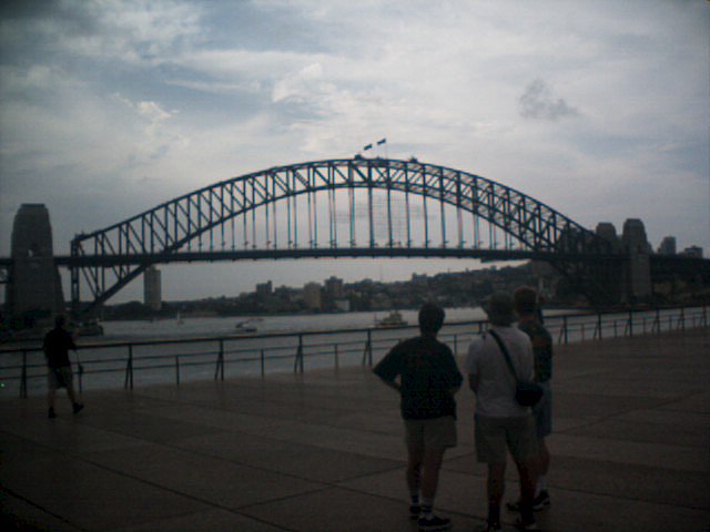 Obvious photo of Satwothers in silhouette near Sydney landmark